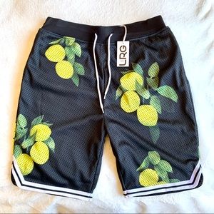 NWT • Lifted Research Group Black/White/Yellow Lemon Print Shorts